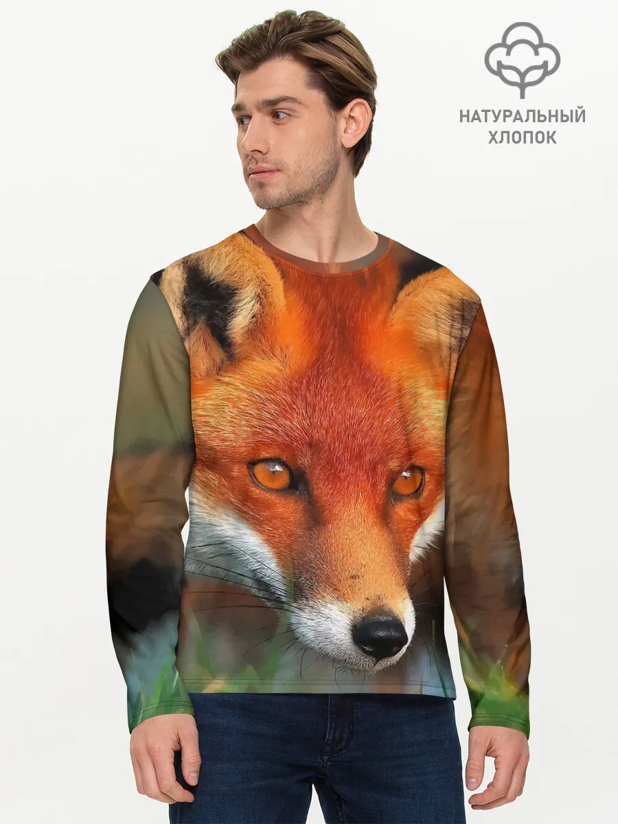 Мужской лонгслив базовый / Лисица охотница