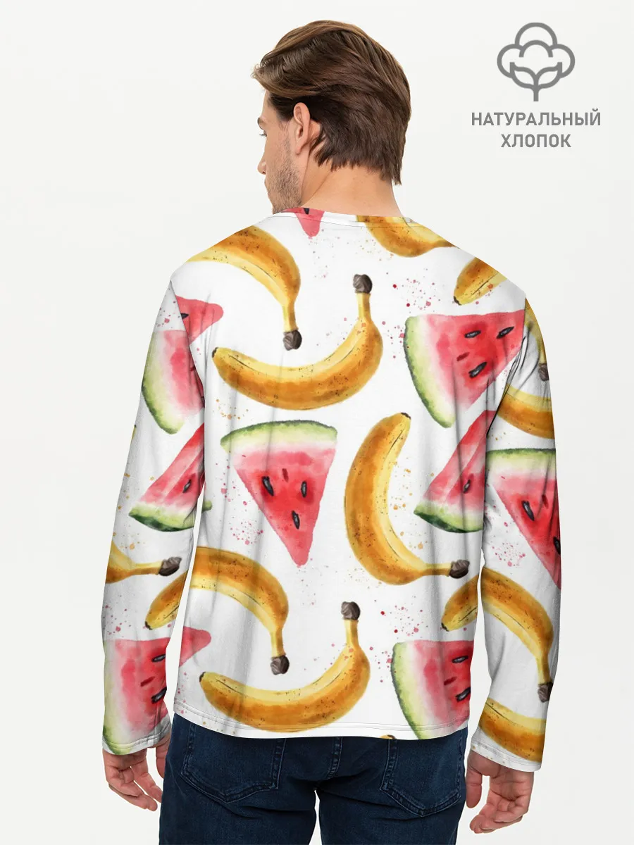 Мужской лонгслив базовый / Летний фреш арбуз банан