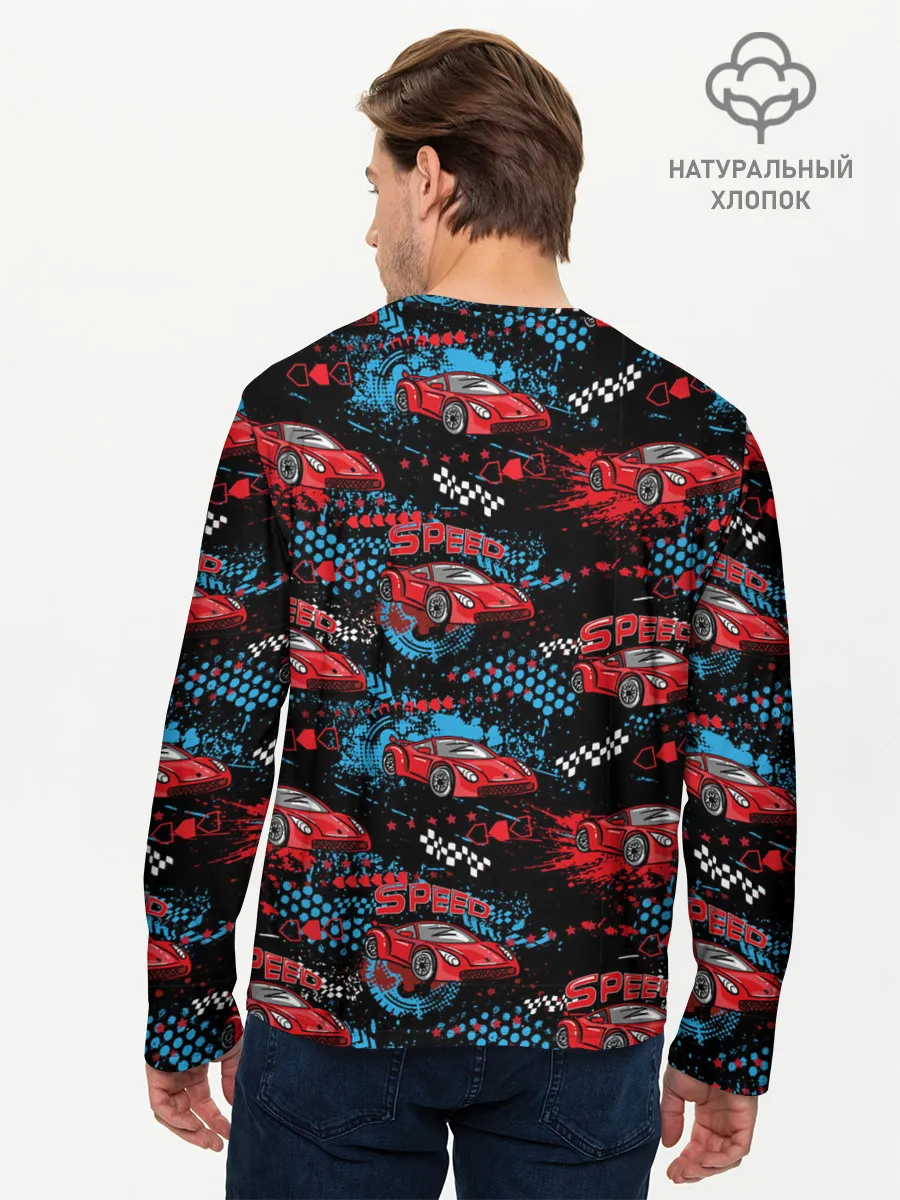 Мужской лонгслив базовый / Гоночная машинка