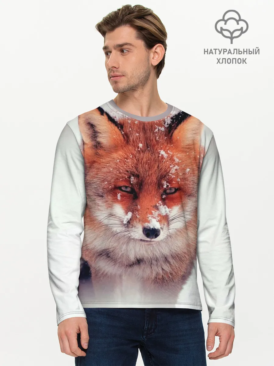 Мужской лонгслив базовый / Лисица и снег