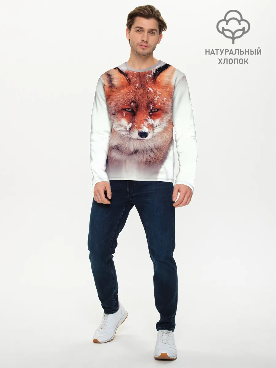 Мужской лонгслив базовый / Лисица и снег