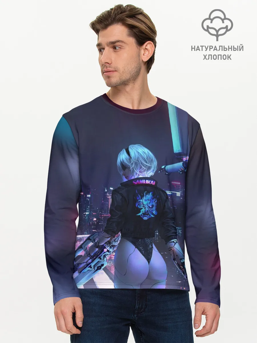 Мужской лонгслив базовый / Nier X Cyberpunk