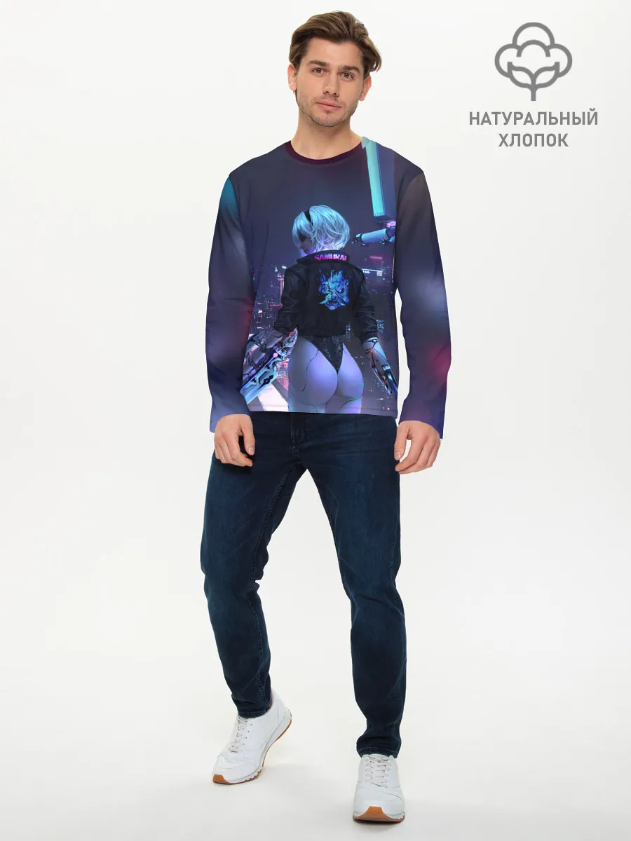Мужской лонгслив базовый / Nier X Cyberpunk