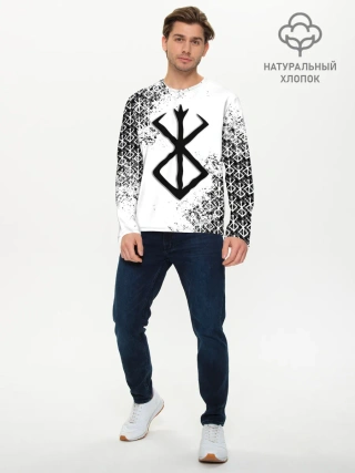 Мужской лонгслив базовый / БЕРСЕРК logo ч/б