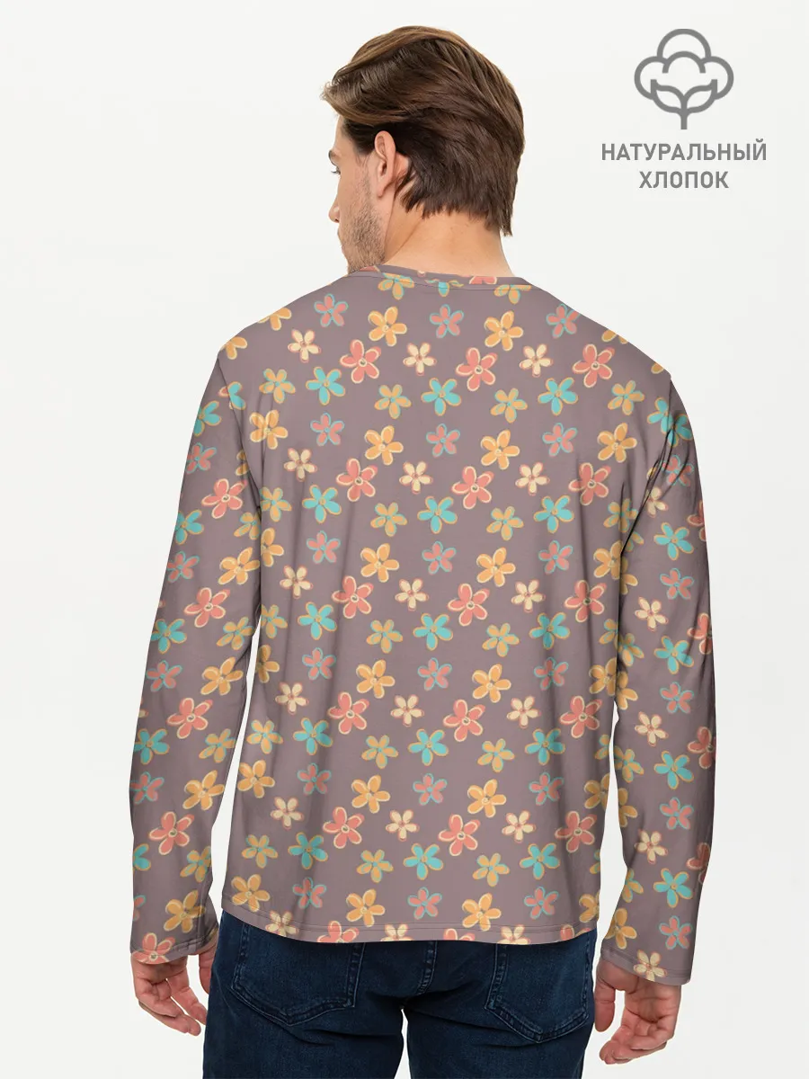 Мужской лонгслив базовый / Цветы | Разные