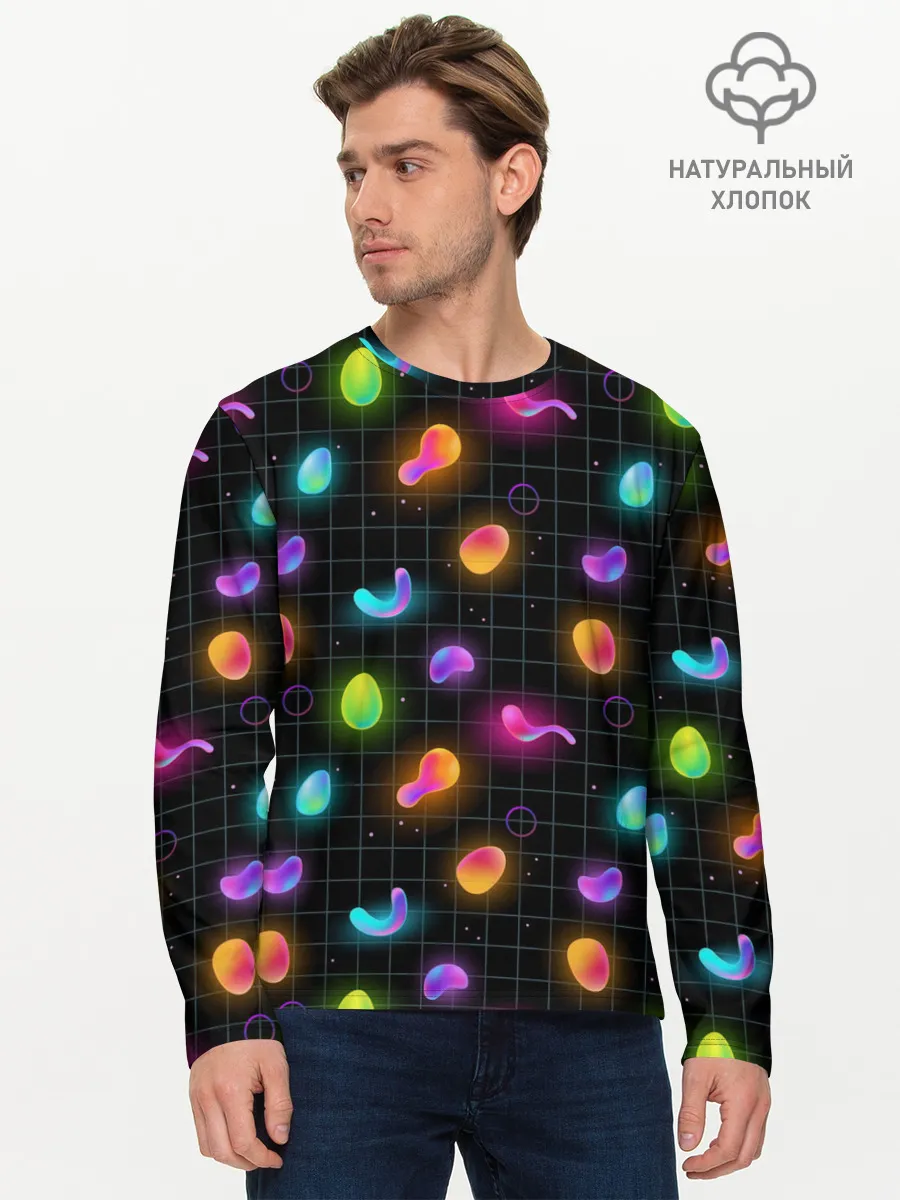 Мужской лонгслив базовый / Ночные фонарики-светлячки