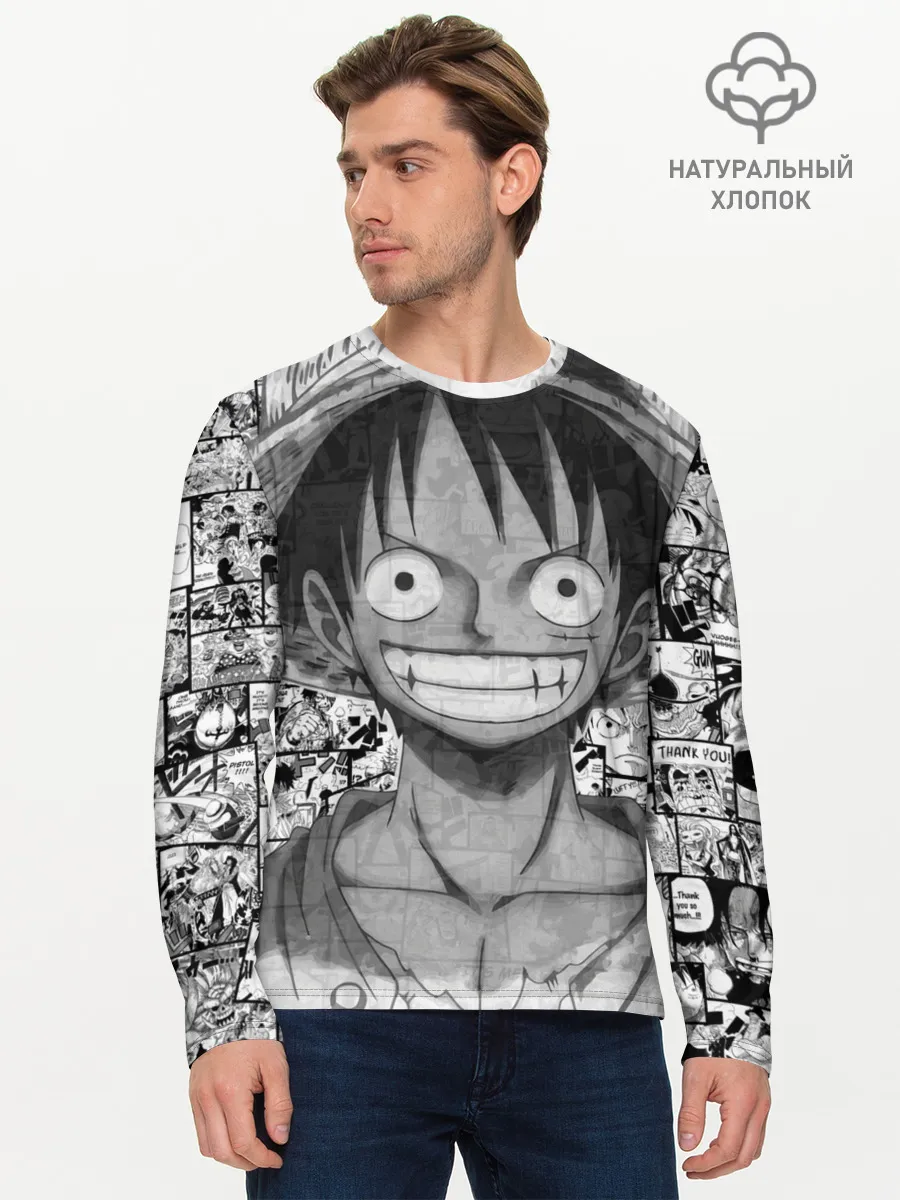 Мужской лонгслив базовый / Луфи улыбается one piece