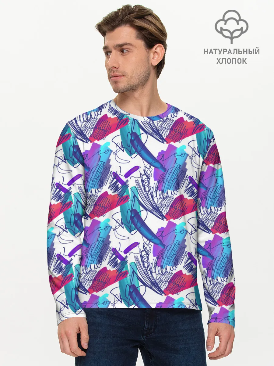 Мужской лонгслив базовый / Абстракция пятна краски