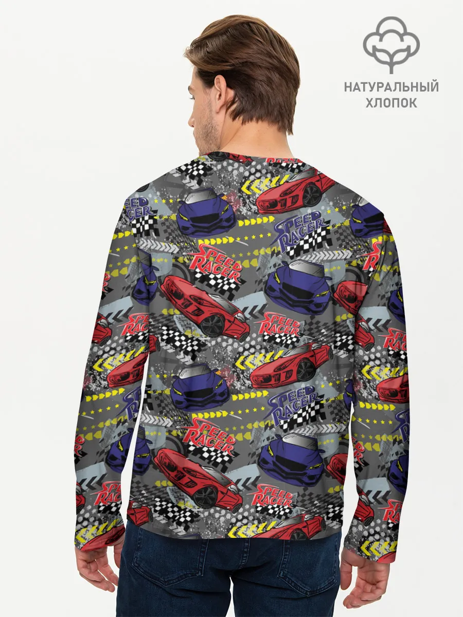 Мужской лонгслив базовый / Гоночная машина