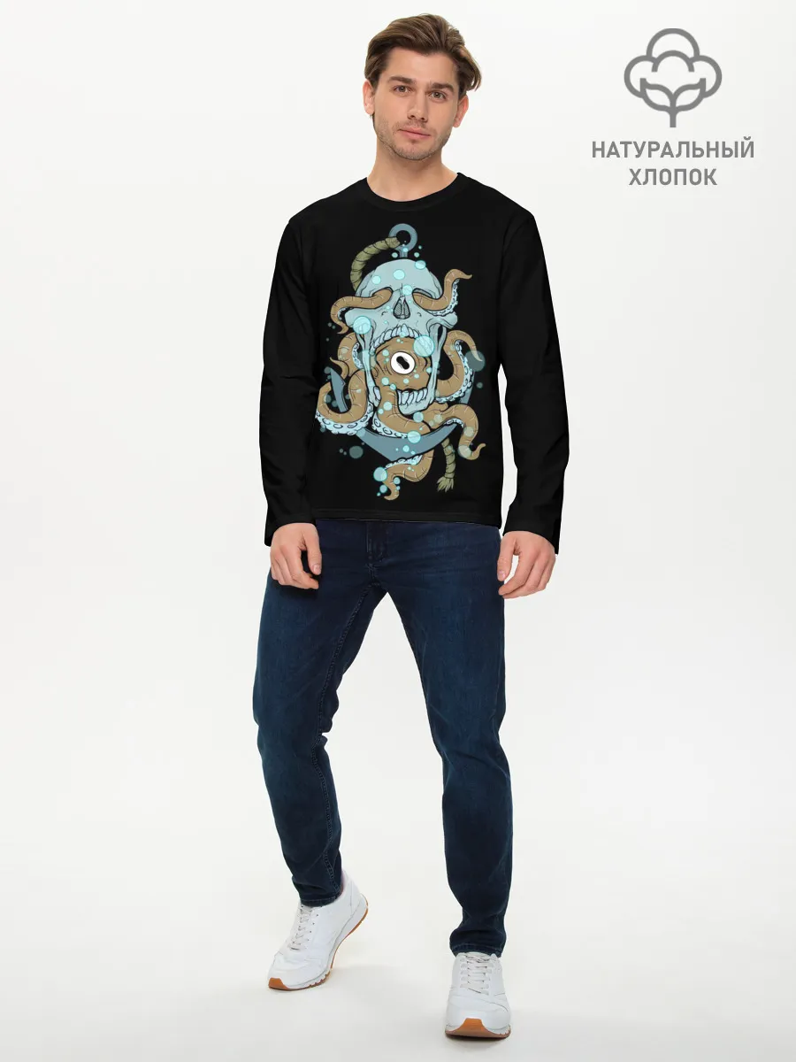 Мужской лонгслив базовый / ЧЕРЕП И ЩУПАЛЬЦА