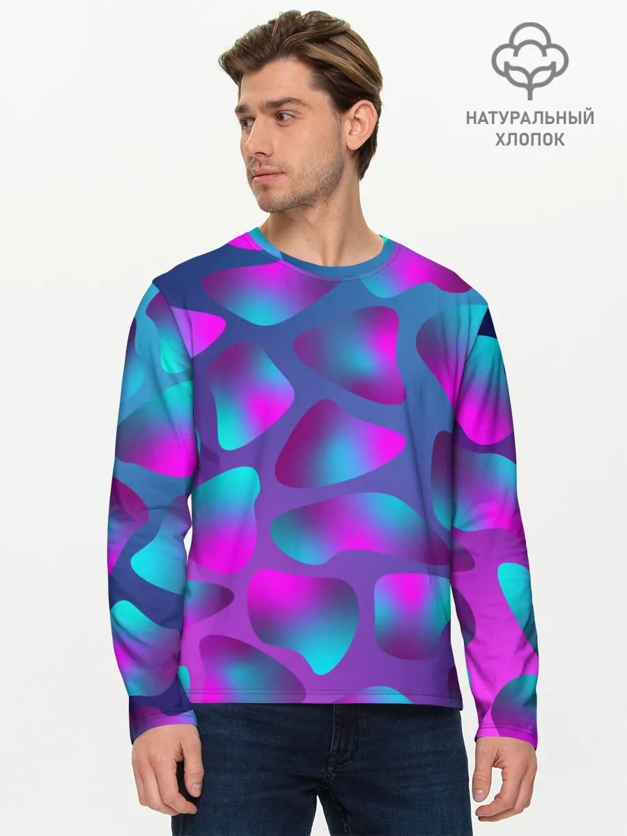 Мужской лонгслив базовый / Неоновые капли