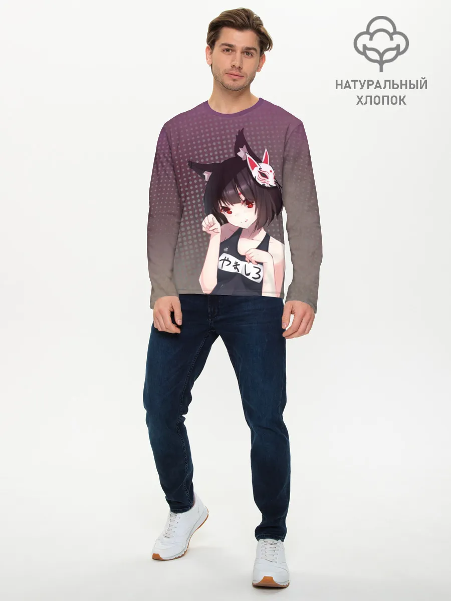 Мужской лонгслив базовый / Azur Lane. Лазурный. Девушка