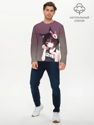 Мужской лонгслив базовый / Azur Lane. Лазурный. Девушка