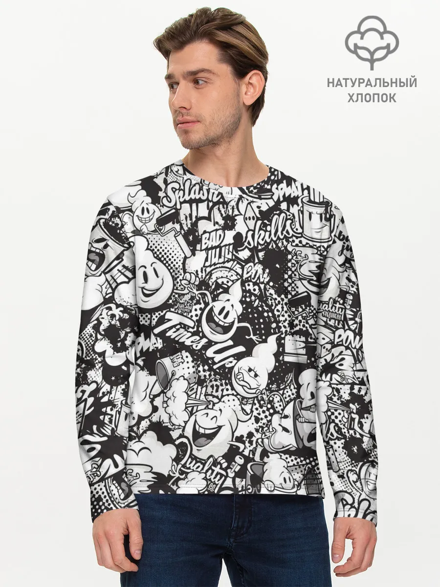 Мужской лонгслив базовый / Граффити
