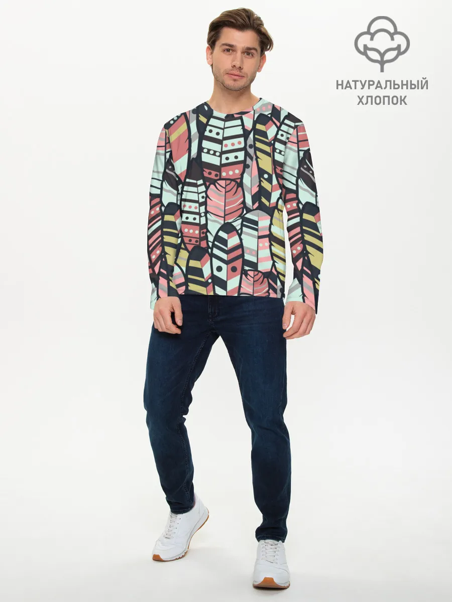 Мужской лонгслив базовый / Индейские перья