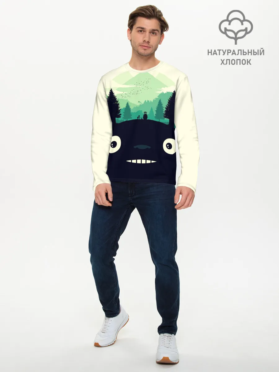 Мужской лонгслив базовый / Тоторо охраняет лес