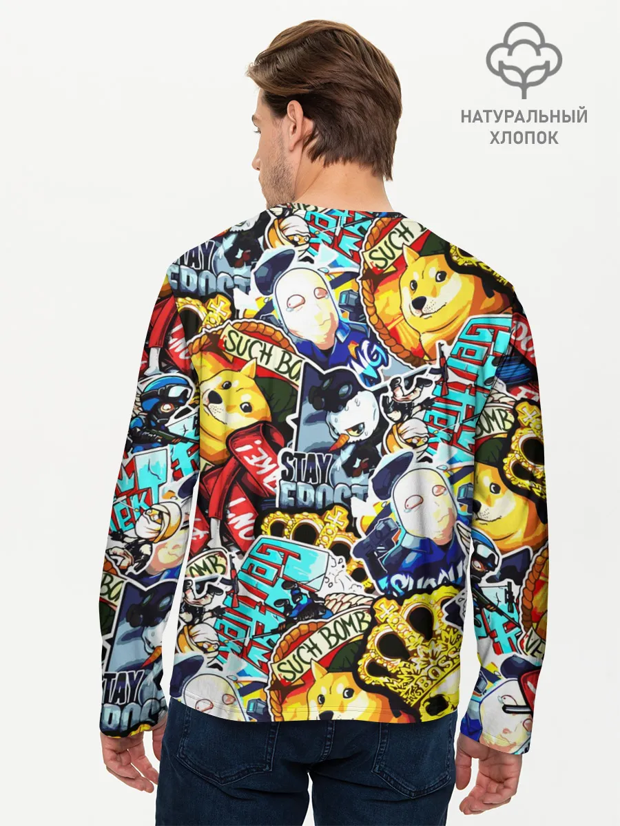 Мужской лонгслив базовый / CS GO STICKERBOMBING