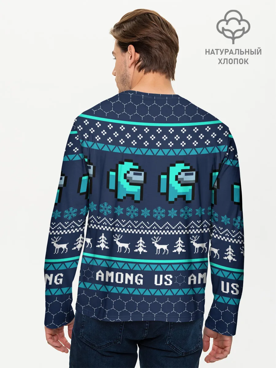 Мужской лонгслив базовый / AMONG US НОВОГОДНИЙ.
