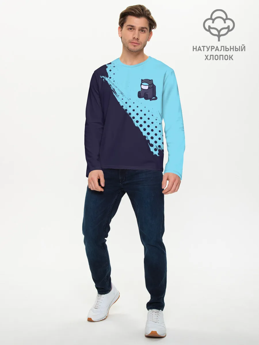 Мужской лонгслив базовый / AMONG US - Черный Котик