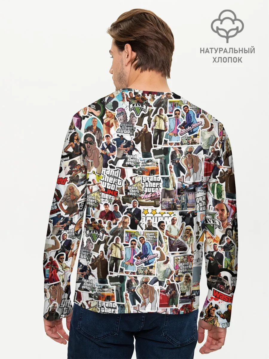 Мужской лонгслив базовый / GTA Sticker Bombing