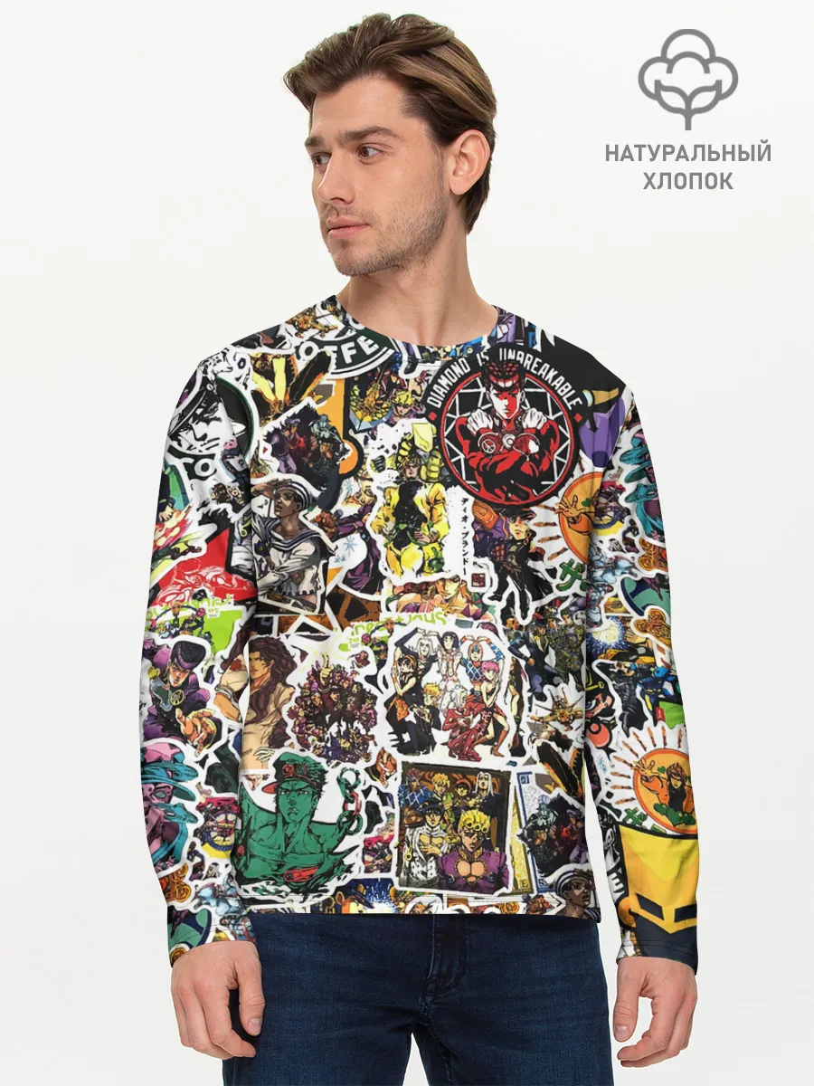 Мужской лонгслив базовый / JoJo’s Sticker Bombing