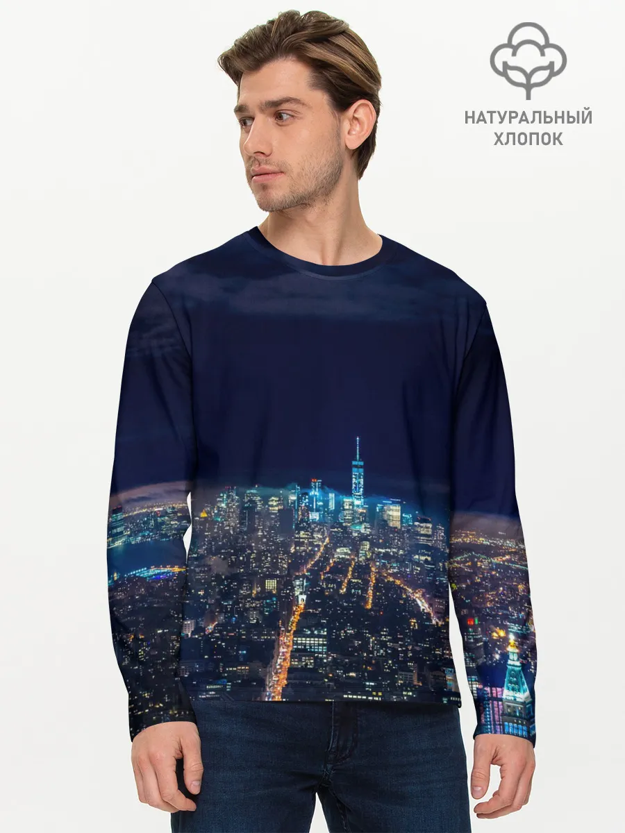 Мужской лонгслив базовый / Ночной город
