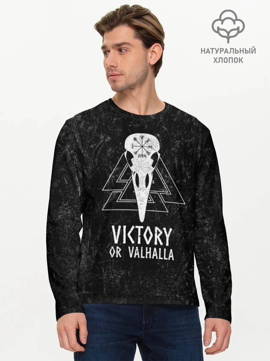 Мужской лонгслив базовый / Victory or Valhalla