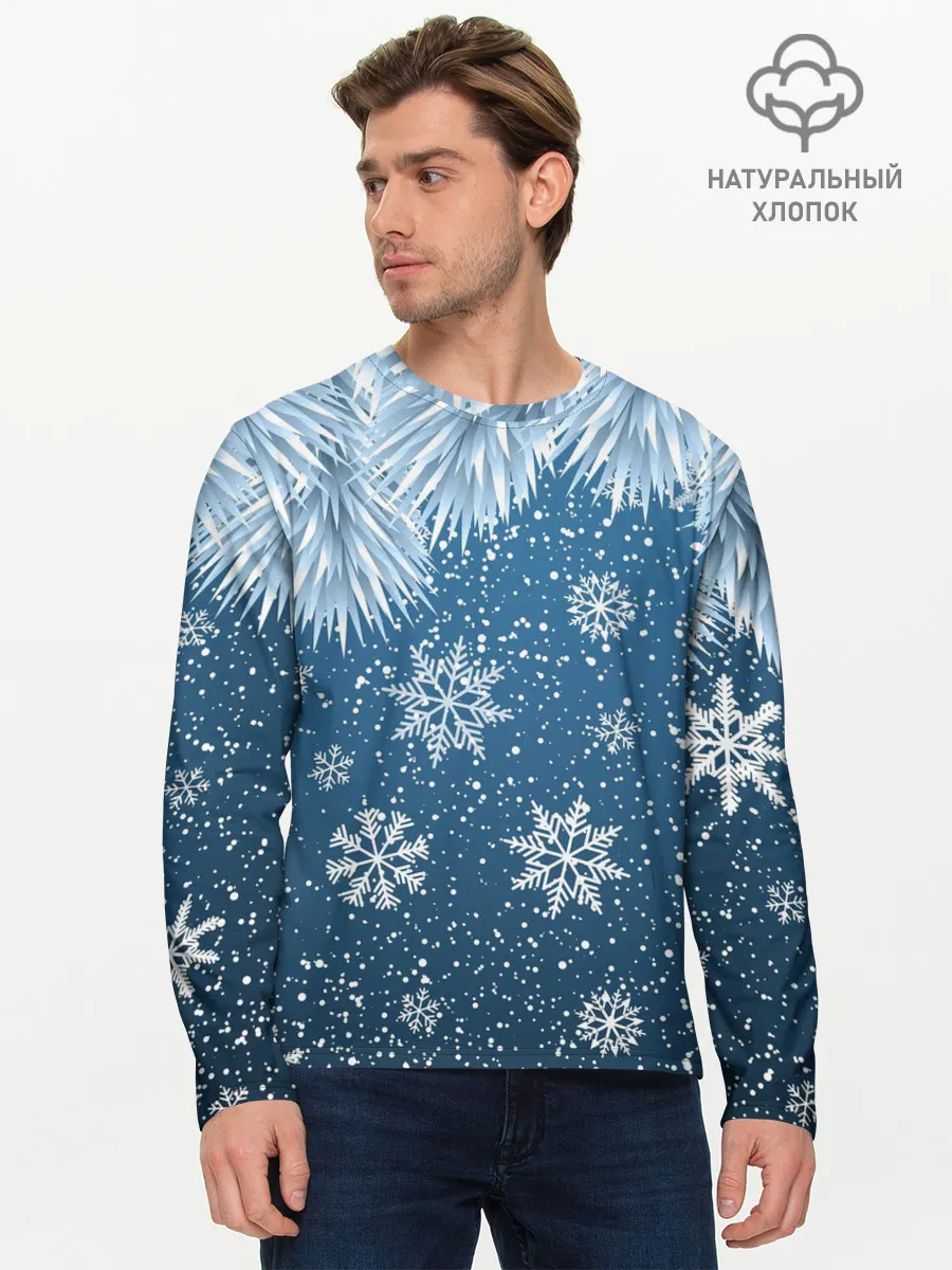 Мужской лонгслив базовый / Снежное Настроенние