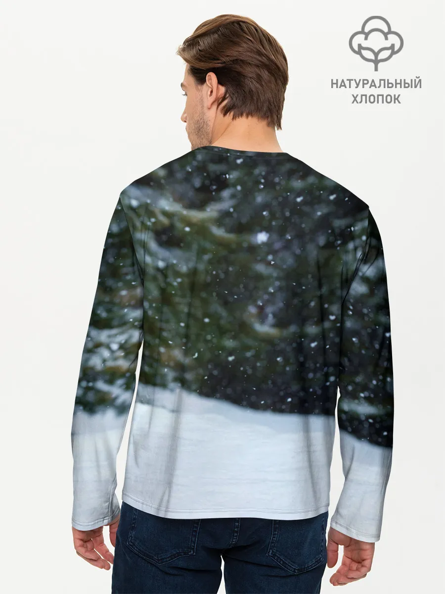 Мужской лонгслив базовый / Лиса в зимнем лесу