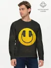 Мужской лонгслив базовый / Наушники Смайл