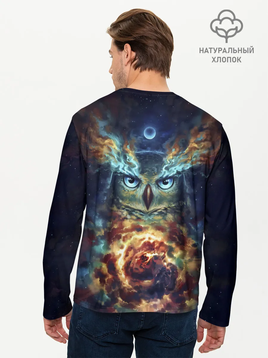Мужской лонгслив базовый / Сова Космос