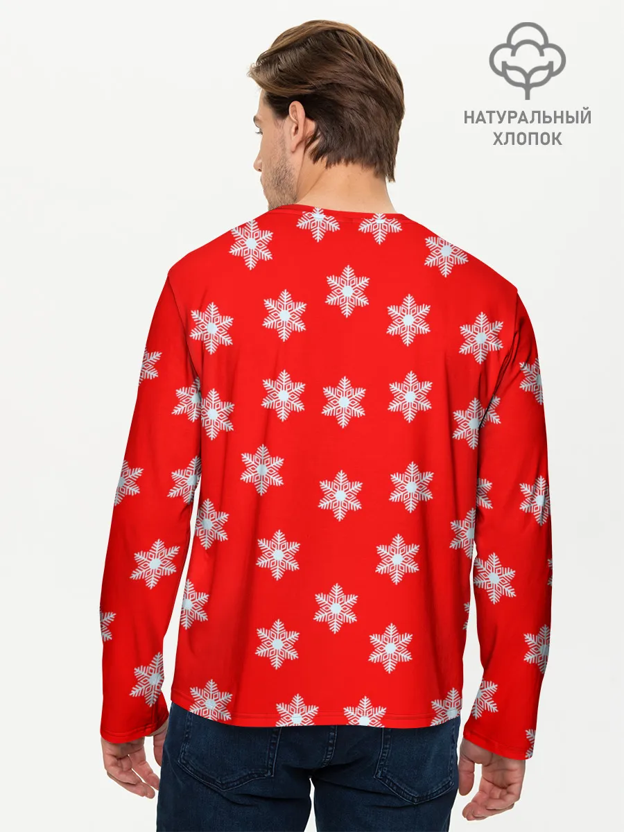 Мужской лонгслив базовый / Оленёнок в снежинках