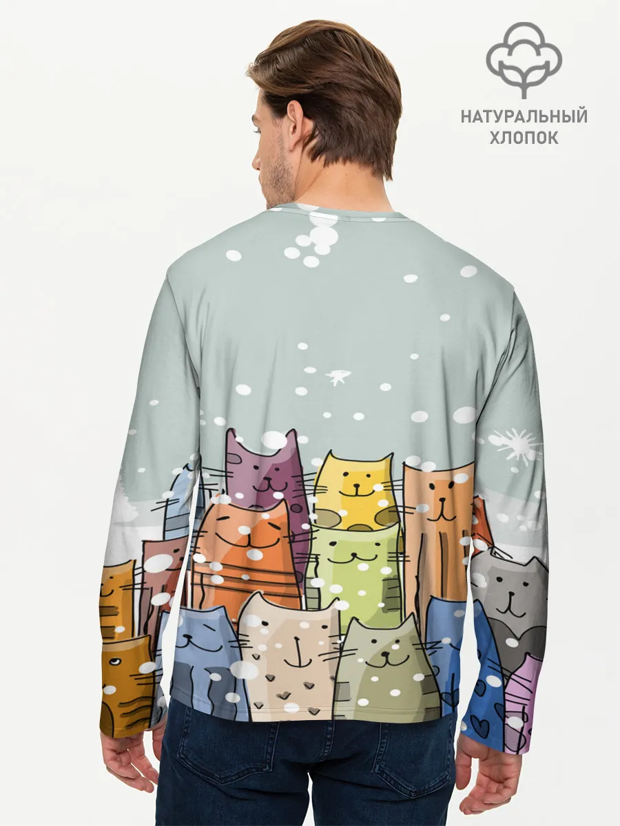 Мужской лонгслив базовый / Котики