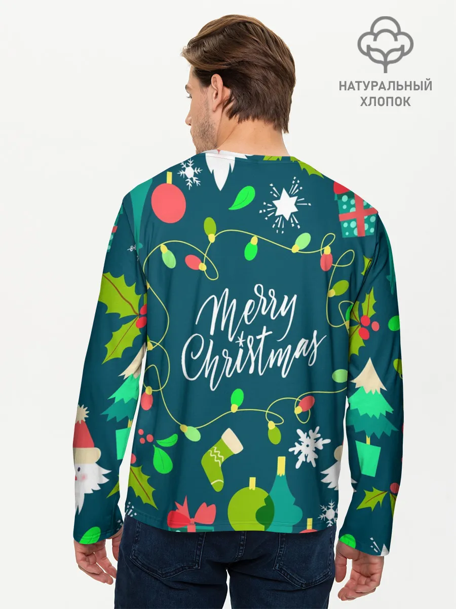 Мужской лонгслив базовый / Merry Christmas