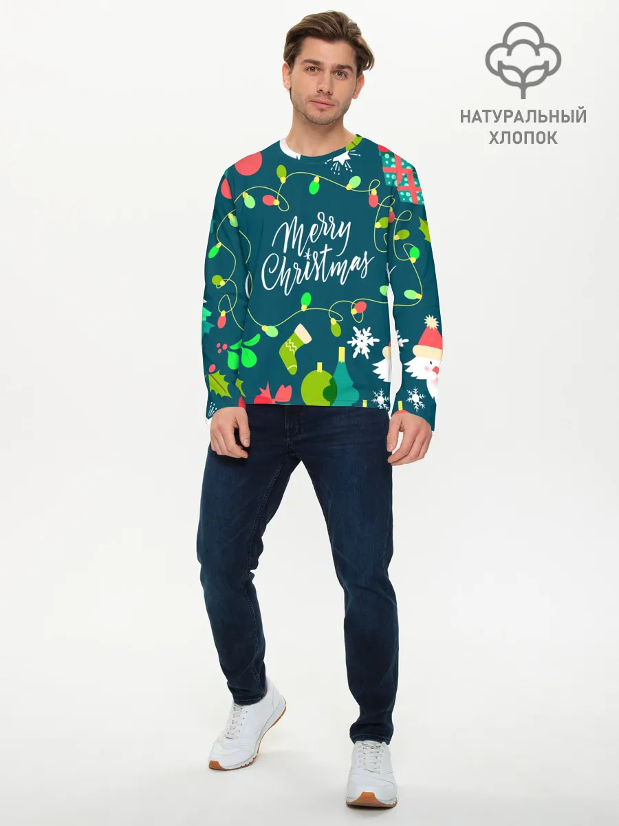 Мужской лонгслив базовый / Merry Christmas
