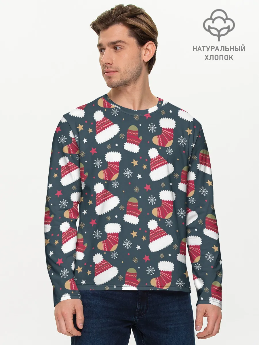 Мужской лонгслив базовый / Новый год 2021
