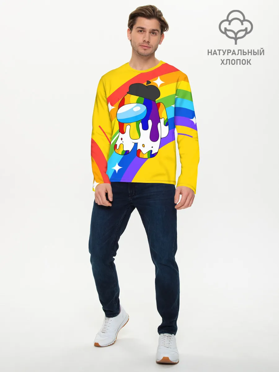 Мужской лонгслив базовый / AMONG US - Радужный
