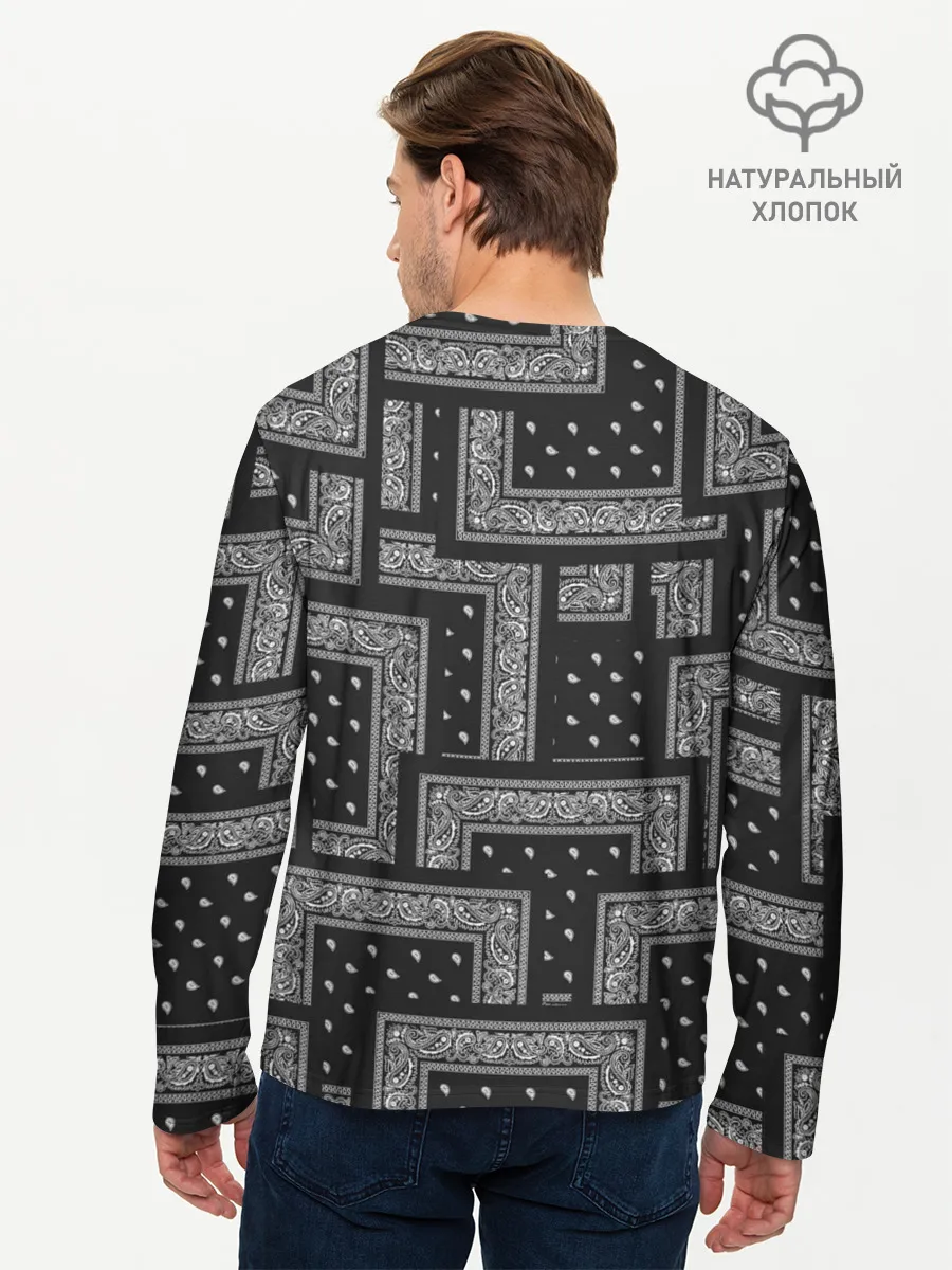 Мужской лонгслив базовый / 3D Бандана v.black