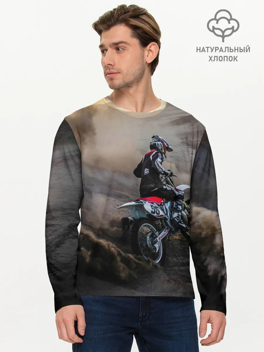 Мужской лонгслив базовый / Душа питбайкера