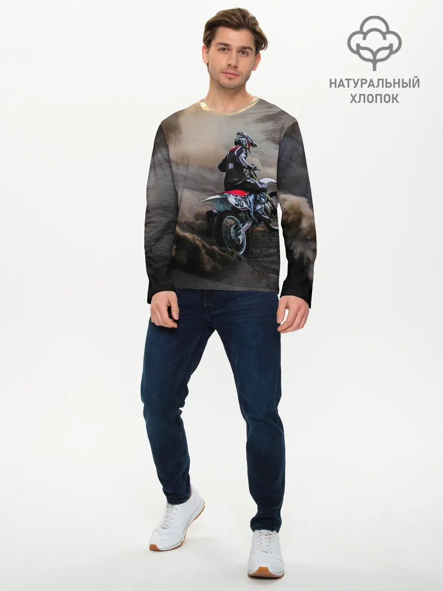 Мужской лонгслив базовый / Душа питбайкера
