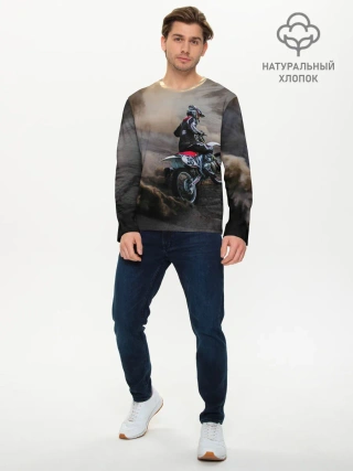 Мужской лонгслив базовый / Душа питбайкера