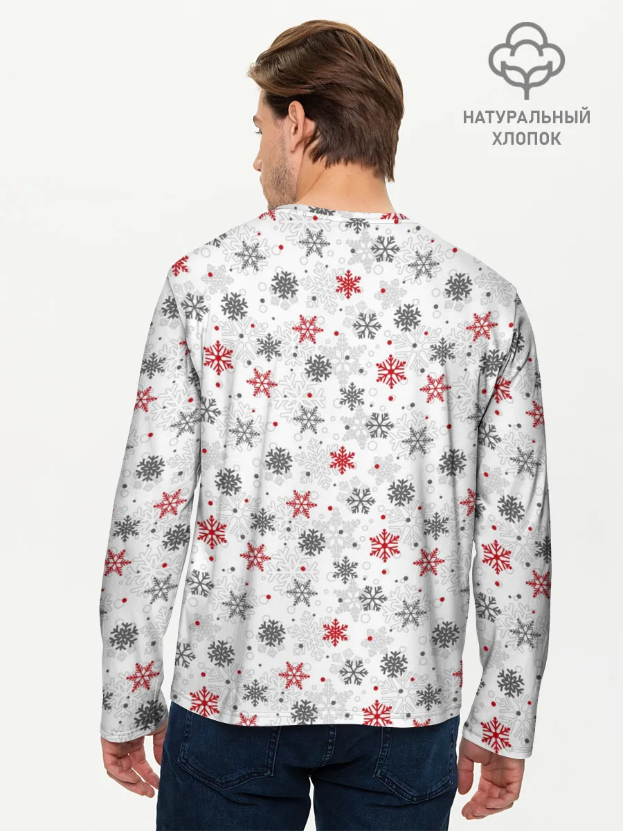 Мужской лонгслив базовый / Снежинки