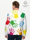 Мужской лонгслив базовый / Цветные ладошки - Детский узор