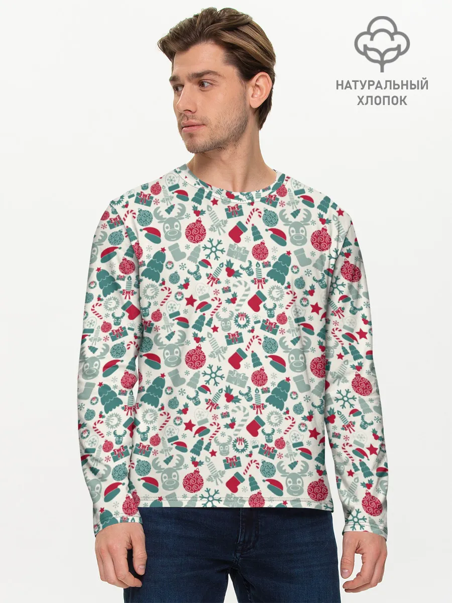 Мужской лонгслив базовый / Новогодняя Символика