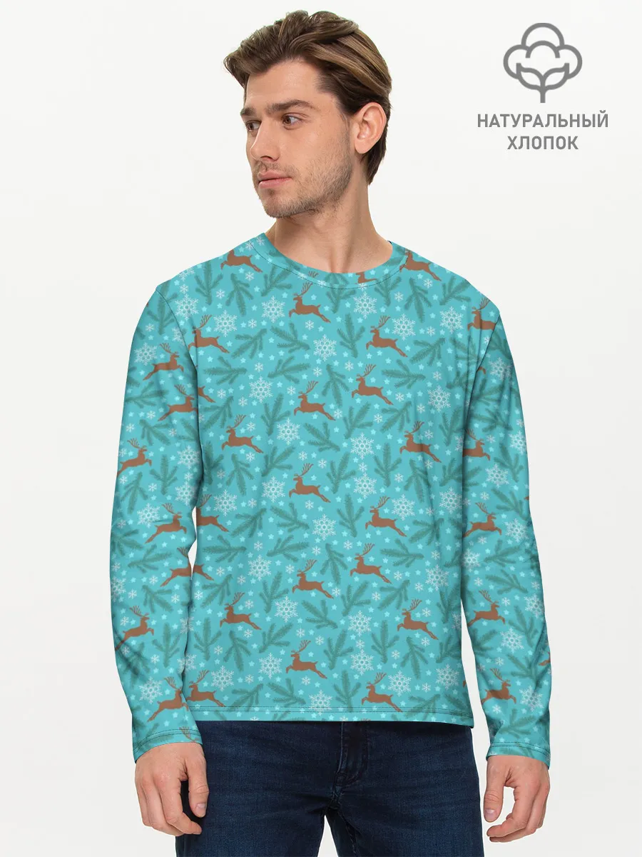 Мужской лонгслив базовый / Новогодние Олени