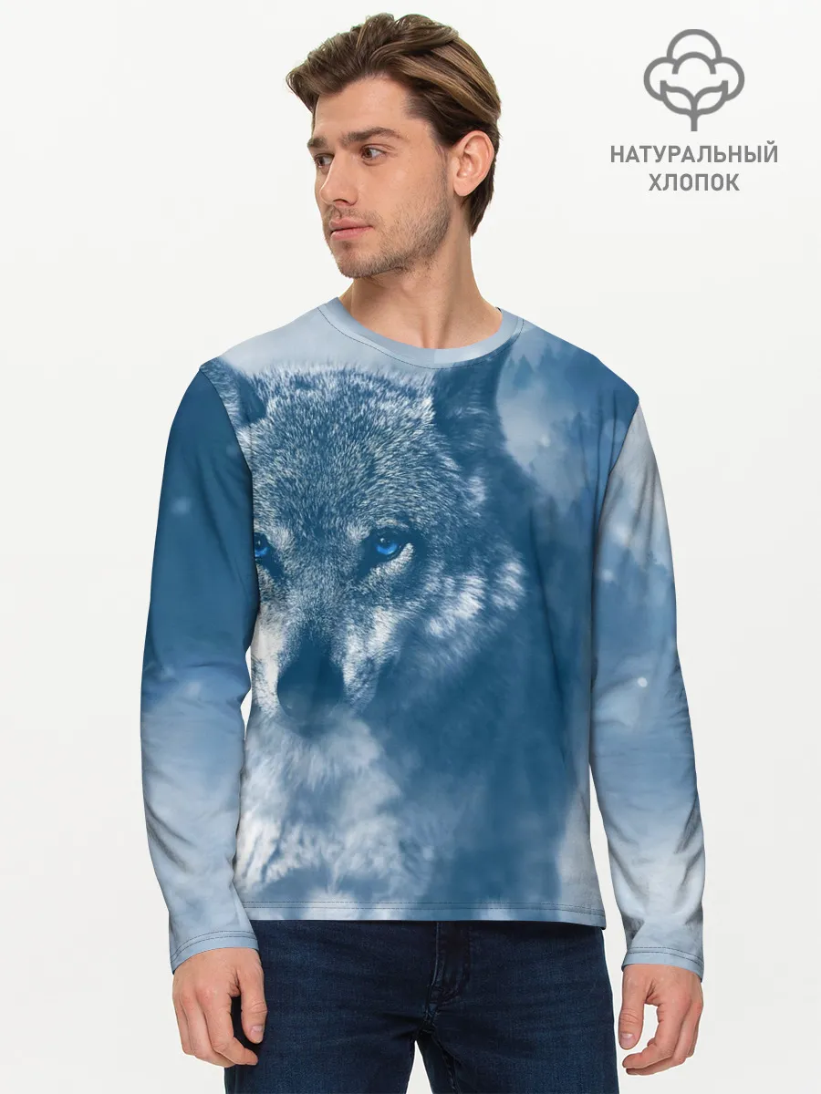 Мужской лонгслив базовый / Красивый волк
