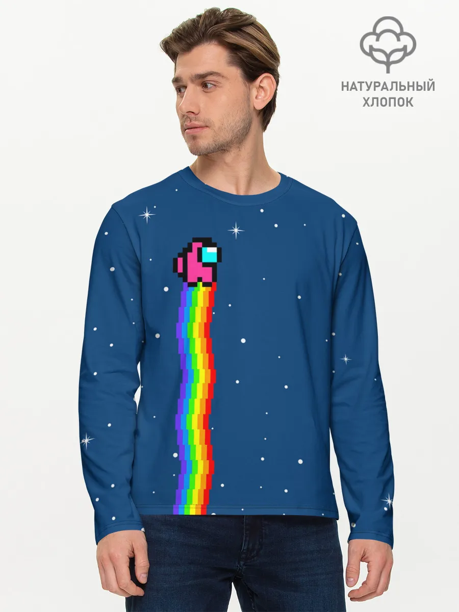 Мужской лонгслив базовый / AMONG US - NYAN CREWMATE