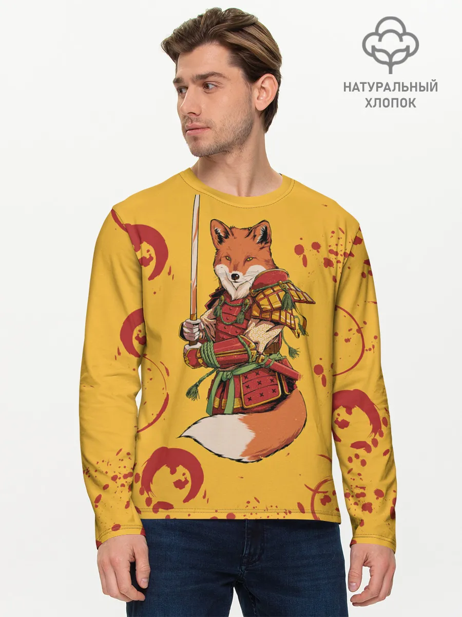 Мужской лонгслив базовый / Лис Самурай