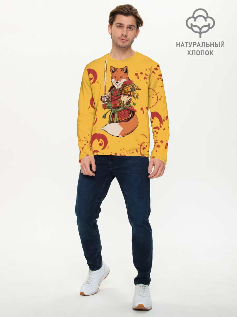 Мужской лонгслив базовый / Лис Самурай
