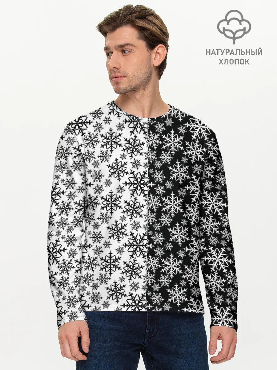 Мужской лонгслив базовый / Снежинки